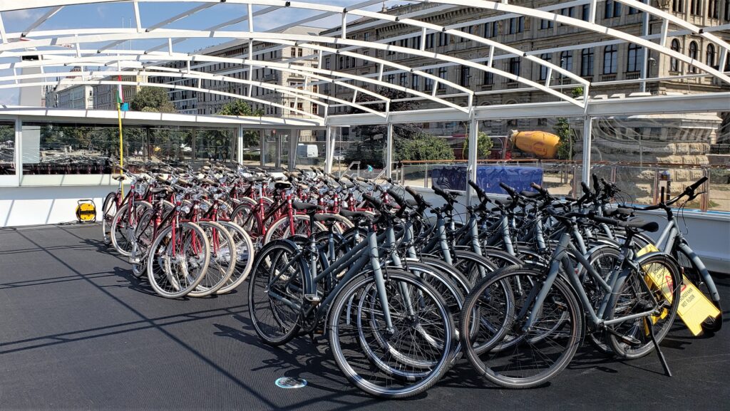 Guests on European river cruises will discover that many river lines carry fleets of bicycles.