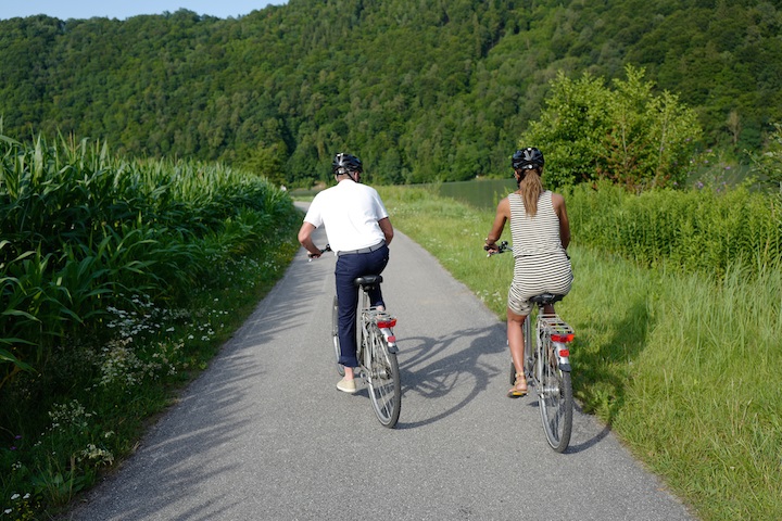 These guests are among those heading out from European river cruises for an active shore excursion or independent bike outing. Photo by AmaWaterways.