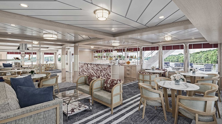 The ships of Project Blue will offer this Blue Skylounge. Rendering by American Cruise Lines.