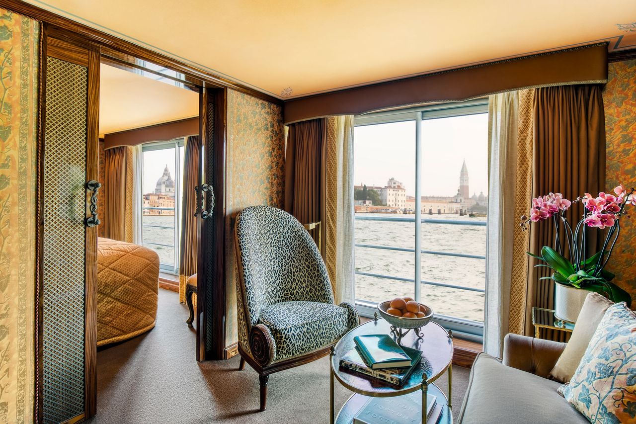 A suite on Uniworld's S.S. Venezia. Photo by Uniworld.