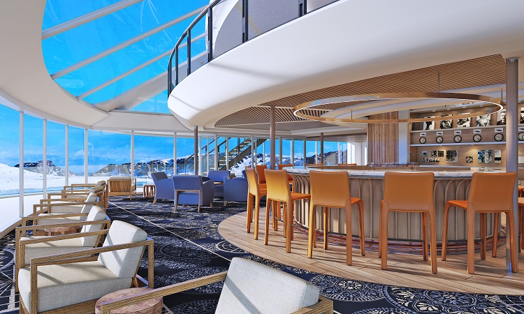 Explorer's Lounge on Viking Octantis, the cruise line's first expedition ship. Photo by Viking.