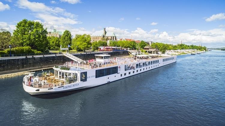 A Viking River Cruises vessel is shown on the Elbe River in Germany. Photo by Viking. 