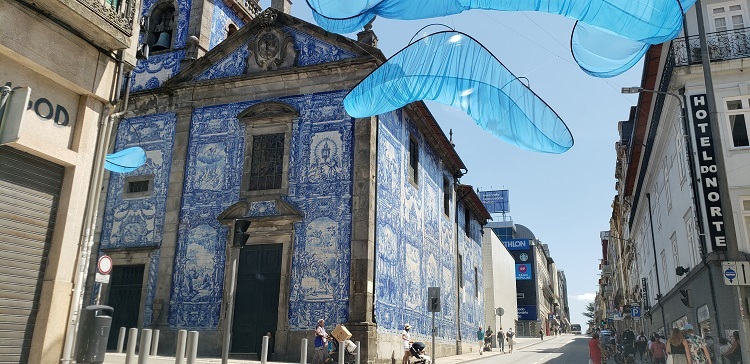 Blue-tiled church in Porto, Portugal. Photo by Susan J. Young.