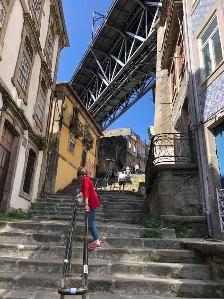 Judi Cuervo heads up the steps near the bridge. Photo courtesy of Judi Cuervo.