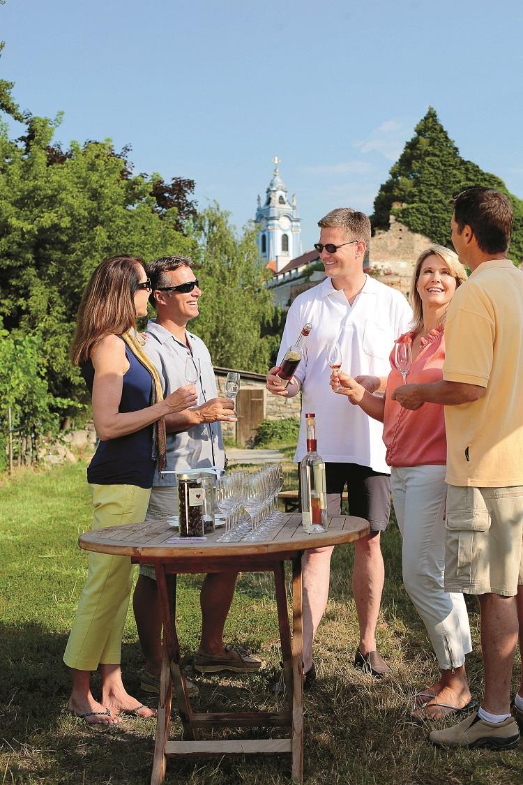 AmaWaterways' guests head out for wine tasting in Durnstein, Austria. Photo by AmaWaterways.