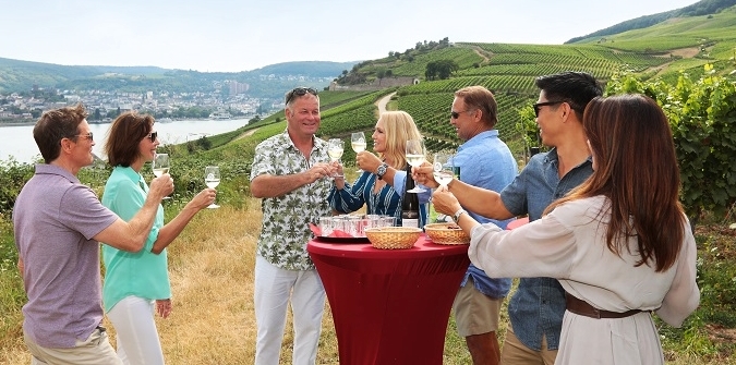 AmaWaterways' guests enjoy wine tasting at Rudesheim, Germany. Photo by AmaWaterways.
