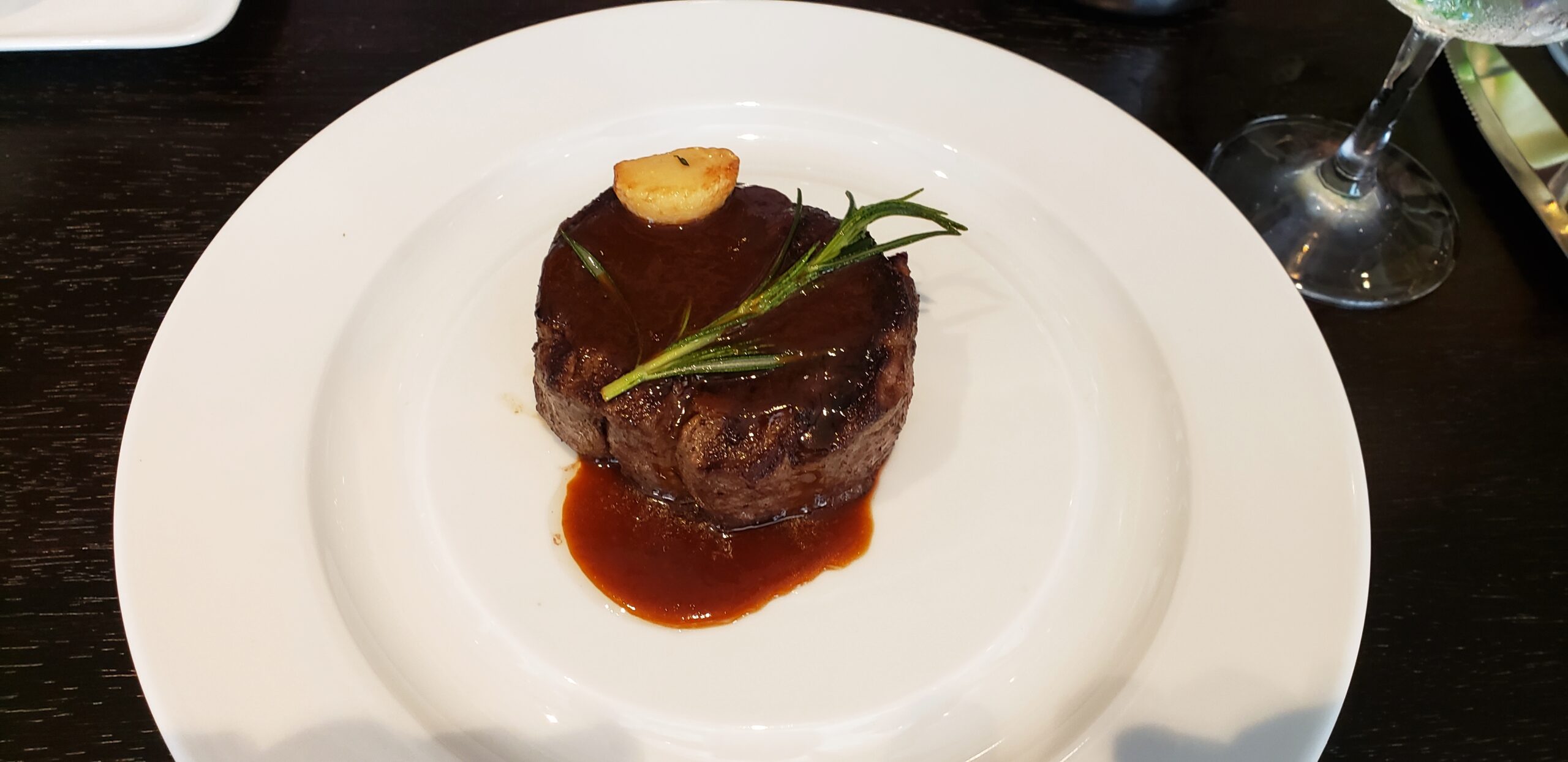 Eight-ounce Angus Filet Mignon at Chops, the steakhouse on Wonder of the Seas. Photo by Susan J. Young 