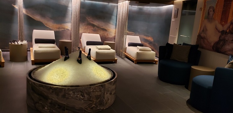 The relaxation room of Otium, the new spa concept for Silversea's Silver Dawn. Photo by Susan J. Young.