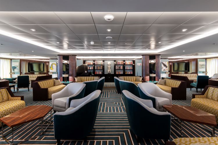 Atlas Lounge on Atlas Ocean Voyages' World Navigator. Photo by Atlas Ocean Voyages.