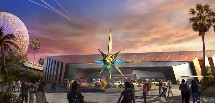 he Wonders of Xandar pavilion debuting in 2022 inside EPCOT at Walt Disney World Resort in Lake Buena Vista, Fla., will be home to Guardians of the Galaxy: Cosmic Rewind, a new attraction inviting guests to join the Guardians of the Galaxy on an intergalactic chase through space and time. (Disney/Marvel)
