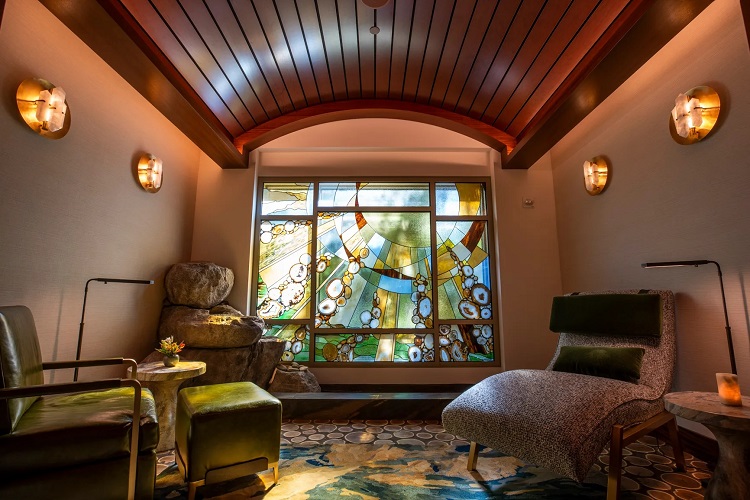 Tenaya Stone Spa's relaxation lounge is shown above. Photo by Disneyland Resort. 