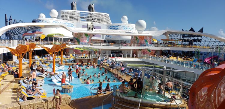 One of the pool areas on Wonder of the Seas. Photo by Susan J. Young