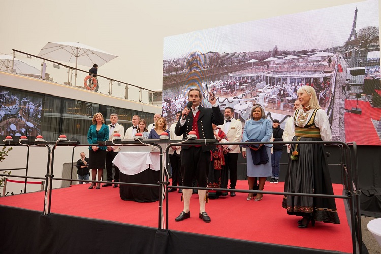 Viking christens multiple ships in a combination Paris-Amsterdam event. Photo by Viking. 