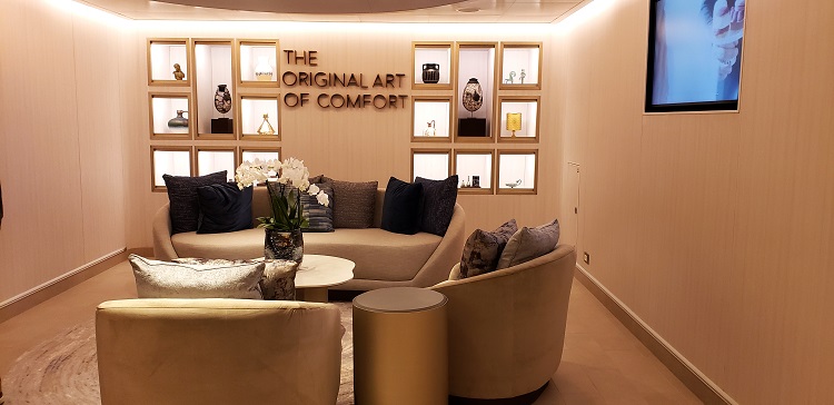 Luxury cruises are booming with consumer demand. Entry lounge for Otium spa on Silversea's Silver Dawn. Photo by Susan J. Young