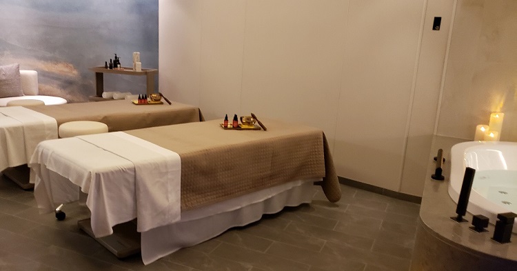 A couple's treatment room in Otium spa on Silver Dawn. Photo by Susan J. Young