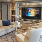 Living area of an Owner's Suite on Silversea's Silver Dawn. Photo by Susan J. Young.
