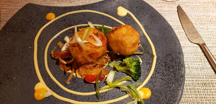 Shrimp balls in Kaiseki. Photo by Susan J. Young.