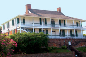 The House on Ellicott Hill sits atop the bluffs of Natchez, MS, and has a "dry moat." Photo courtesy of Visit Natchez."