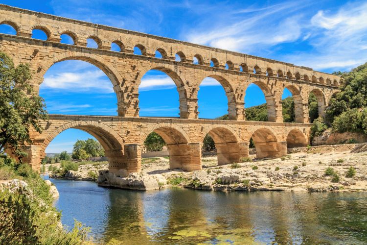 Riviera River Cruises' Rhone/Saone river cruises offer an opportunity for guests to visit the ancient Roman Pont du Gard. Photo by Riviera River Cruises.