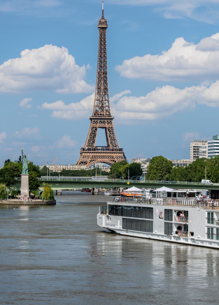 Viking River Cruses' Longships are designed to sail right into the heart of Paris, just a short distance from the Eiffel Tower. Photo by Viking.