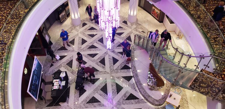 Atrium of Crystal Serenity as viewed from above. Photo by Susan J. Young.
