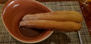 Churros dipped in chocolate sauce were a tasty way to end the evening at Cuadro 44 on Star Pride. Photo by Susan J. Young.