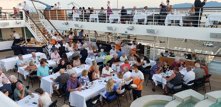 Deck barbecue party on Windstar's Star Pride. Photo by Susan J. Young.