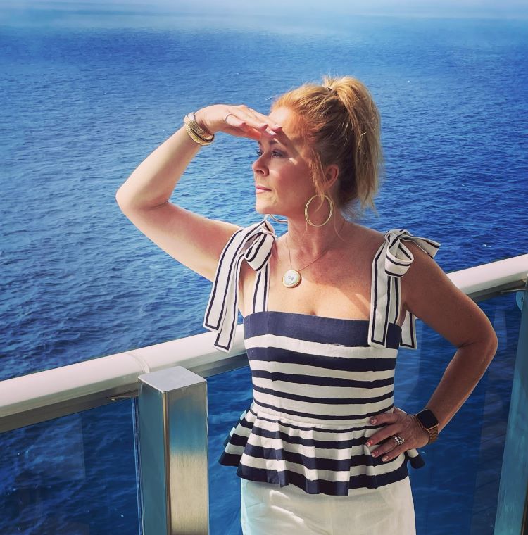 Jill Whelan loves to cruise and is shown here on a Princess Cruises ship. She'll host an upcoming 60th Anniversary Love Boat Cruise to the Mexican Riviera later this year. The Temptations will perform on board. Photo by Jill Whelan.