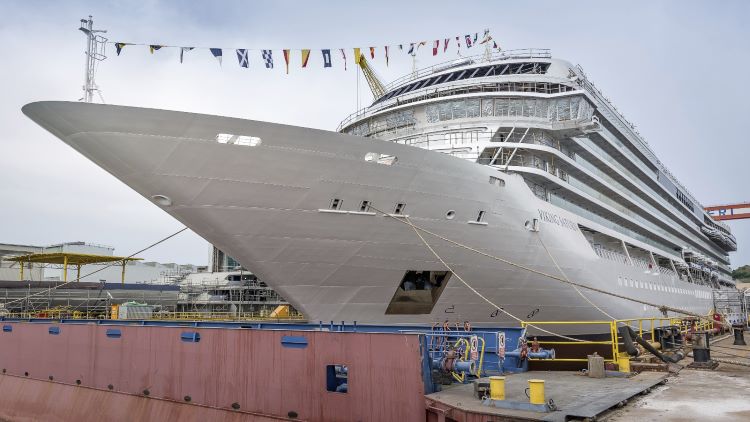 Viking Saturn has "floated out" of Fincantieri's Ancona, Italy, shipyard. Photo by Viking.