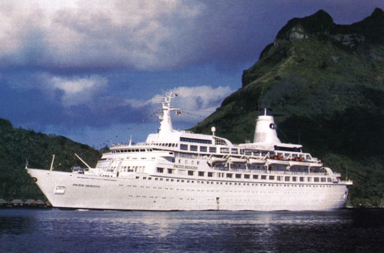 The original Pacific Princess, long gone from the fleet but forgotten by "Love Boat" fans. Photo by Princess Cruises.