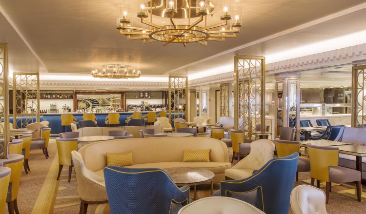 The Carinthia Lounge was a venue added in QM2's 2016 refit. Photo by Cunard Line. 