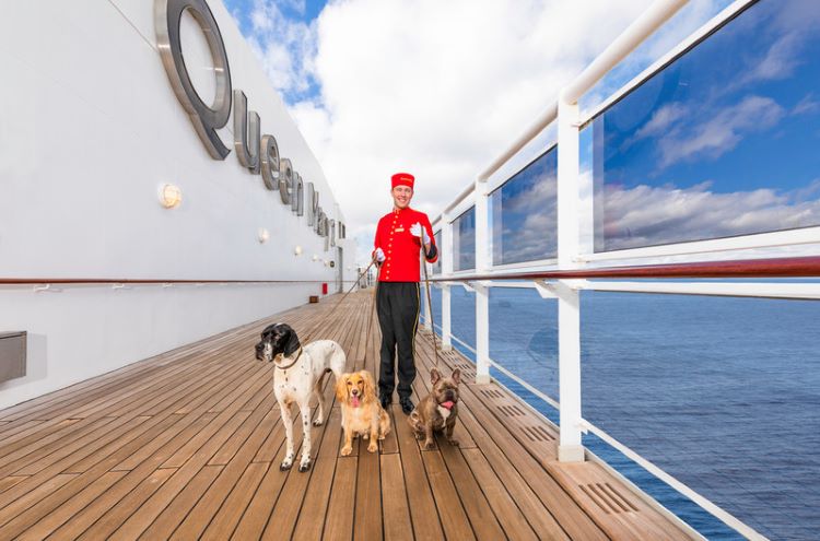 Cunard Line cares for cats and dogs in Queen Mary 2's top deck kennel area. Photo by Cunard Line.