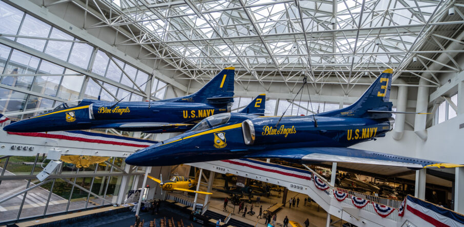 Blue Angels aircraft inside the National Naval Aviation Museum in Pensacola, FL. Photo by Visit Florida.