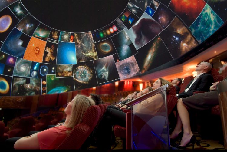 The Planetarium on QM2 features star presentations and virtual reality rides. Photo by Cunard Line.