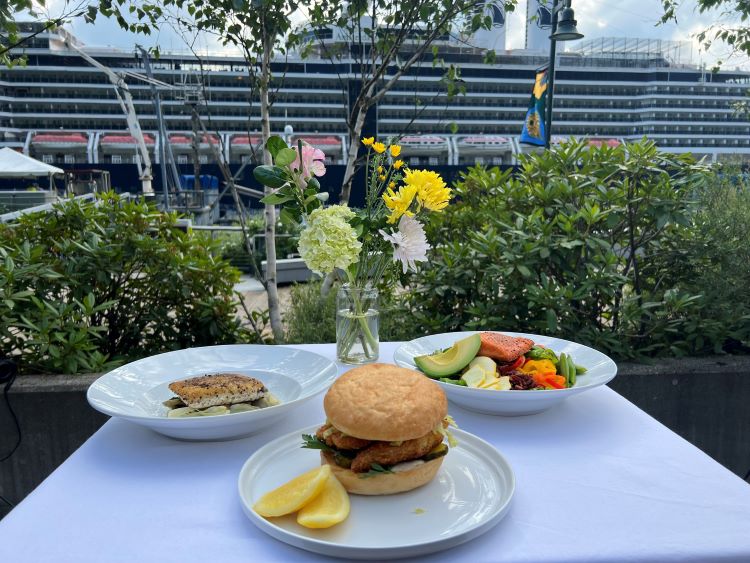 Three new Alaska seafood dishes created by Chef Ethan Stowell are shown above. Photo by Holland America Line. 