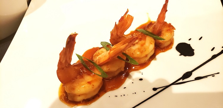 Caramelized tiger prawns as served in Red Ginger. Photo by Susan J. Young.