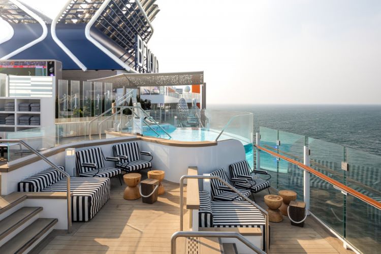 The Kelly Hoppen-designed Rooftop Garden is a new element for an Edge-class vessel. Photo by Celebrity Cruises. 