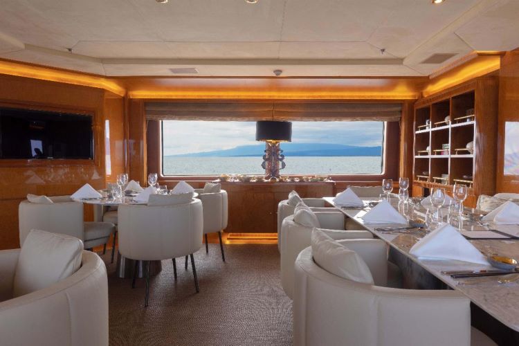 Dining Room on Aqua Mare. Photo by Aqua Expeditions. 