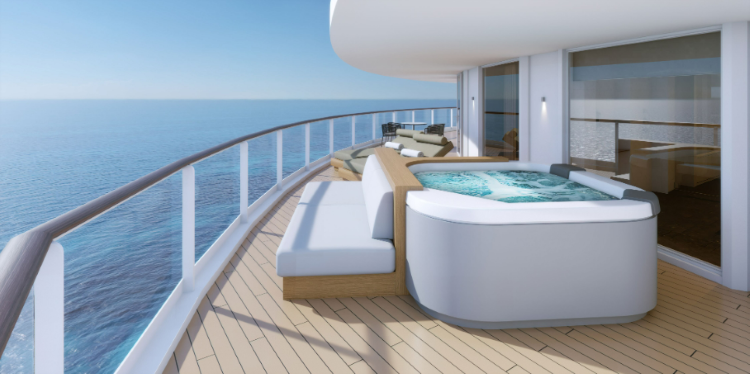 This Spa suite features easy access to Mandara Spa and Haven amenities. Photo by Norwegian Cruise Line.