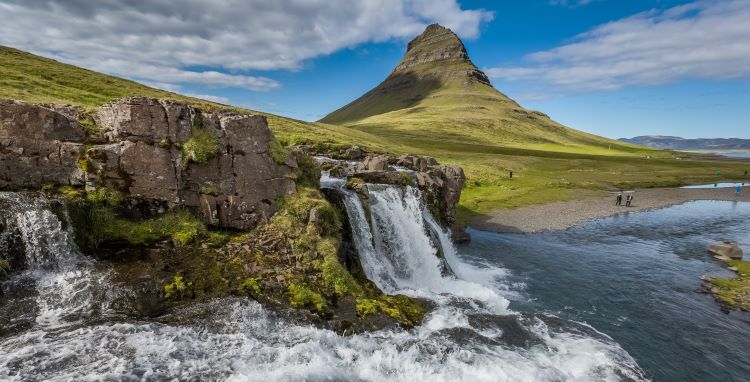 Iceland is brimming with dramatic landscapes for expedition guests to explore. Here's a look at one spot, Kirkjufellsfoss. Photo by Inspired by Iceland/ Promote Iceland.