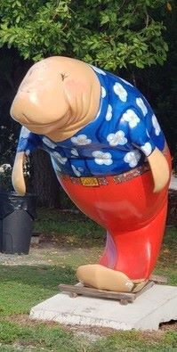 This playful manatee statue was a "fun find" along the Overseas Highway. Photo by Susan J. Young