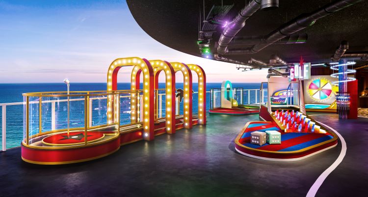 Norwegian Prima's mini-golf has a techie feel and is designed for the entire family. Photo by Norwegian Cruise Line. 