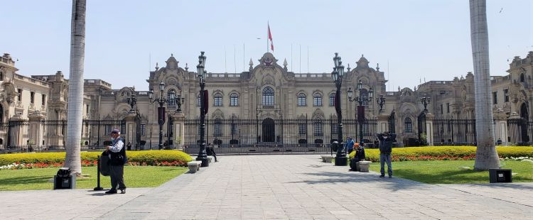 Presidential Palace on Plaza Des Las Armas or Playa Mayor, LIma, Peru. Photo by Susan J. Young.