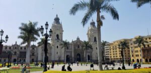 Lima's impressive Cathedral of LIma in Plaza de Armas or Plaza Mayor. Photo by Susan J. Young.