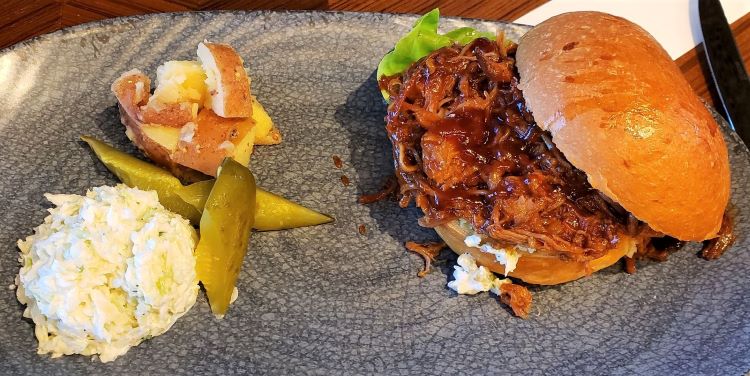 Southern barbecue pulled pork sandwich at Norwegian Prima's Indulge Food Hall. Photo by Susan J. Young.