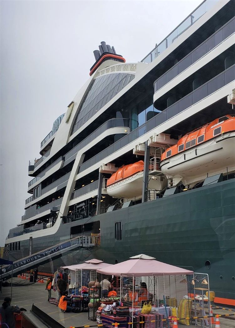 Seabourn Venture at the dock in Callao (Lima), Peru. Photo by Susan J. Young. 