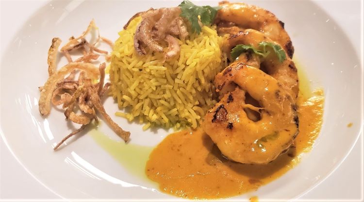 A chef's choice shrimp dish with a "kick" of spice was on the Inspirations menu one night at the The Restaurant. Photo by Susan J. Young.