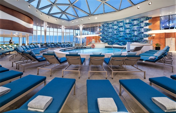 Celebrity Beyond's Solarium, a space for those guests 16 and older. Photo by Celebrity Cruises.