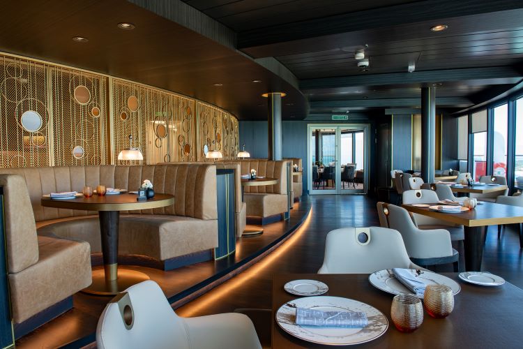 The Palo Steakhouse on the new Disney Wish is an adult only space aboard the family-focused ship. Photo by Amy Smith, courtesy of Disney Cruise Line