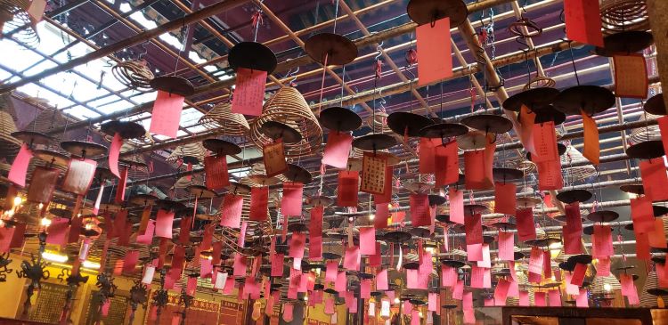 Temple ceiling in Hong Kong. Photo by Susan J. Young.